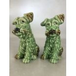 Pair of Green Sylvac dogs model 1379 approx 20cm tall