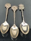 Three Hallmarked silver award spoons two marked "Look Forward" a third with crossed rifles