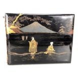 Japanese lacquered album containing appro 48 postcards