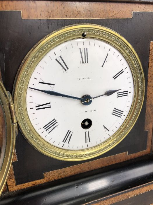 19th Century French mantel clock with enamel dial, in working order, approx 21cm in height - Image 4 of 8