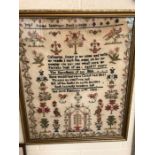 19TH CENTURY CHILD'S NEEDLEPOINT SAMPLER BY Catherine Jones aged 11 years old, 'her work February