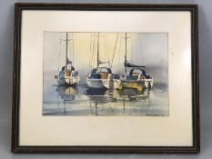 DAVID CLARKE, watercolour of sailing boats, signed lower right '96, approx 27cm x 18cm