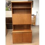 Mid Century teak wall unit by Remploy, approx 82cm x 43cm x 175cm tall