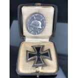 WW2 German 1939 Iron Cross in original box with an additional German badge