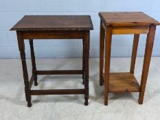Two occasional tables, one pine, one oak