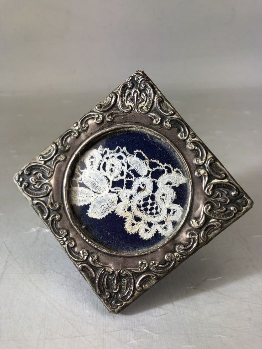 Two silver hallmarked photoframes the larger approx 9cm square both A/F - Image 2 of 3