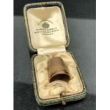 9ct Hallmarked Gold Thimble approx 4.3g and in leather presentation box