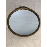 Round gilt framed mirror, approx diameter 54cm with floral design