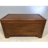 Large camphor wood chest with internal trays, approx 101cm x 50cm x 55cm tall