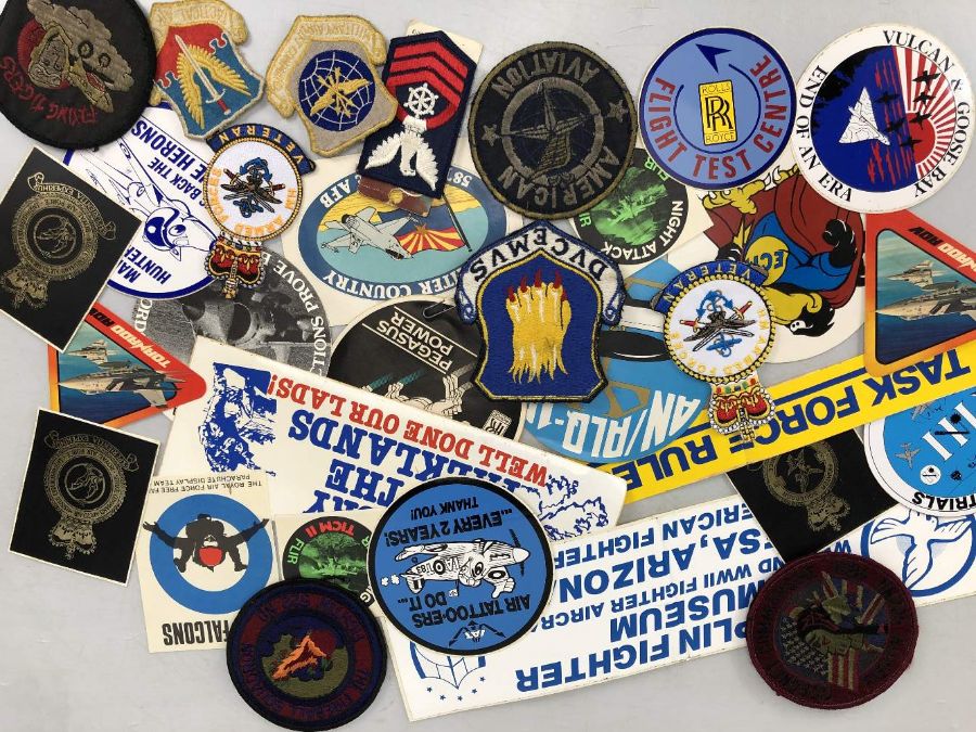 Military interest: Collection of military badges and stickers