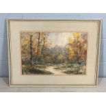 Watercolour of a woodland scene, signed lower right BRYCE, approx 53cm x 36cm