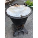 Vintage metal water boiler marked 'The Rownforth', approx 73cm tall