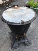 Vintage metal water boiler marked 'The Rownforth', approx 73cm tall