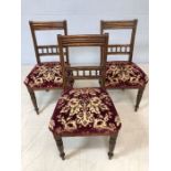 Three velvet upholstered chairs