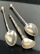 Three interesting Silver spoons one in the style of a Totem pole