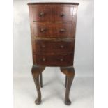 Miniature bow fronted antique chest of four drawers on Queen Anne legs, approx 65cm in height