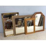 Collection of four mirrors, pine and gilt framed, the largest approx 105cm x 75cm