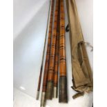 Vintage Spilt cane fishing rod/ Pole (pole fishing rod). Five piece rod with brass fittings, two