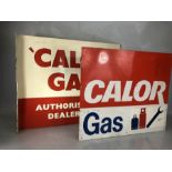 'Calor Gas Authorised Dealer' vintage double-sided metal advertising sign, approx 57cm x 46cm