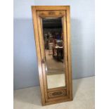Small single wardrobe with bevel edged mirror and engraved detailing, approx 65cm x 42cm x 187cm