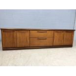 Low Mid Century sideboard by Meredew, approx 200cm x 46cm x 56cm tall