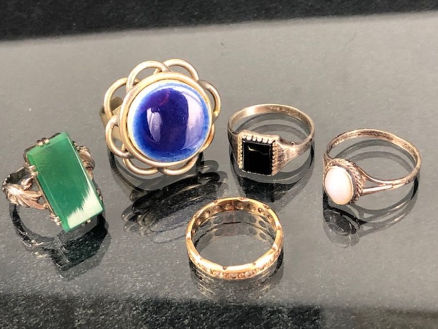 Collection of five rings set with various stones