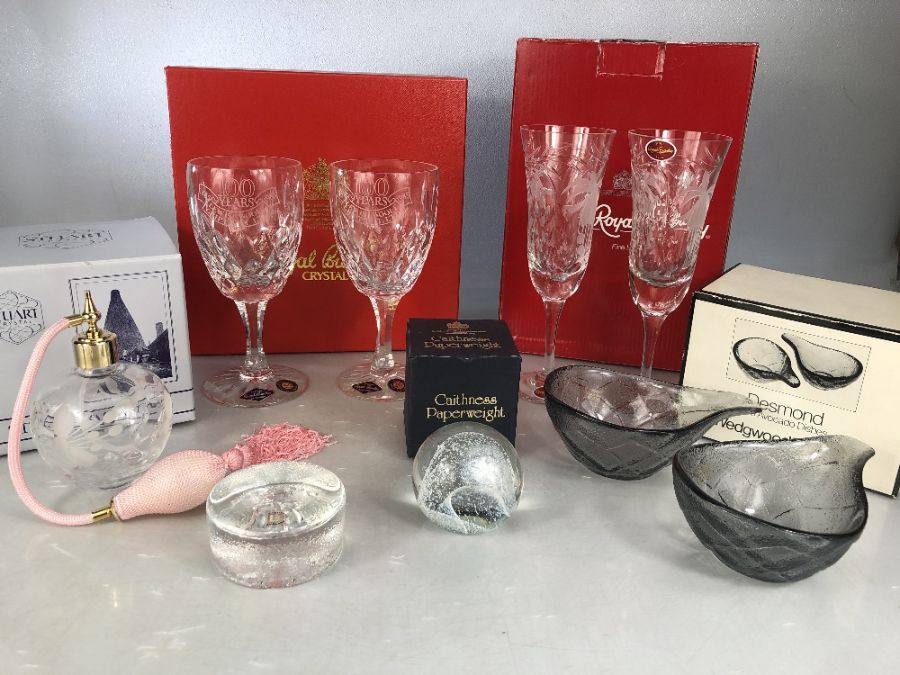 Collection of Glassware to include Royal Brierley, Stuart Caithness and Wedgwood.