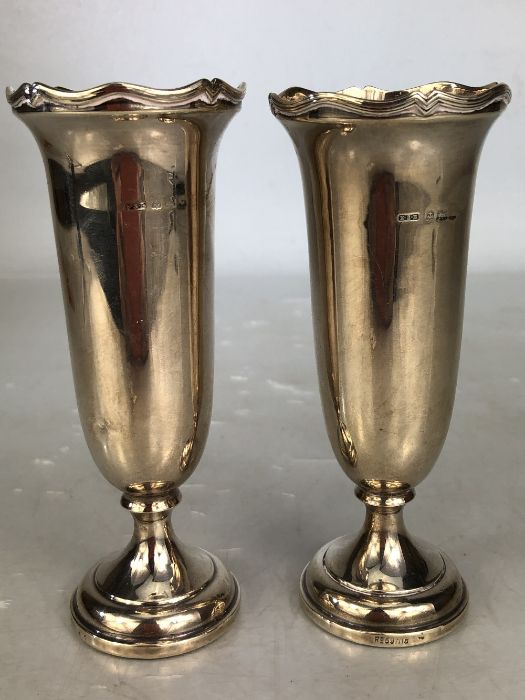 Good pair of Hallmarked silver Vases Birmingham maker E S Barnsley & Co (Edward Souter Barnsley)