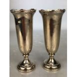 Good pair of Hallmarked silver Vases Birmingham maker E S Barnsley & Co (Edward Souter Barnsley)