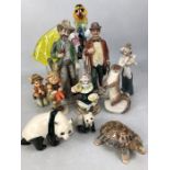 Collection of ceramic and glass figurines to include Hummel, Wade, Murano etc (approx 12 pieces)
