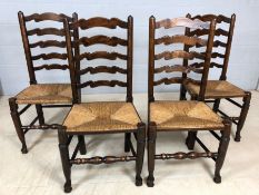 Set of four ladder-back rush-seated dining chairs