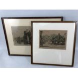 Henry G. Walker - 'Dunston (Somerset)', colour etching, signed in pencil and Conway castle (two of)