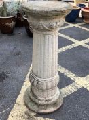 Tall fluted concrete garden pillar / plinth approx 78cm tall