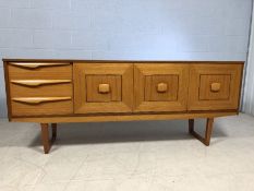Mid Century sideboard by maker 'Stateroom' with three drawers, two door cupboard to centre and