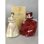 Two Coalport figures 'Scarlett' (unboxed) and 'Karen', boxed and with certificate