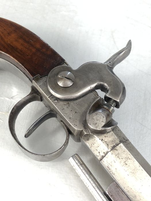 19th Century percussion belt pistol by Harvey of Plymouth: 4.5 inch Hexagonal barrel with captive - Image 6 of 8