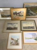 Collection of Oil and watercolour paintings (7) some signed