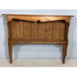 Pine kitchen rack or hanging shelf, approx 124cm x 25cm x 93cm tall