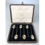 Set of Birmingham Hallmarked Six Silver coffee Spoons in presentation box