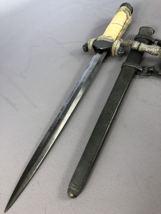 A GERMAN ARMY OFFICER`S DAGGER, c.1940, with 9 3/4" inscribed "TIGER SOLINGEN", cross guard with - Image 3 of 9