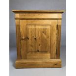 Pine cupboard with internal shelf, approx 66cm x 29cm x 79cm tall