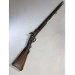 Early Long barrelled Musket Rifle stamped 362 to the stock approx 120cm in length with original