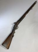 Early Long barrelled Musket Rifle stamped 362 to the stock approx 120cm in length with original