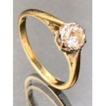 18ct Gold Diamond Solitaire ring approx 0.5ct size 'O'