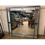 Extra large, modern industrial style mirror, with pleated glass and metal frame, approx 135cm x