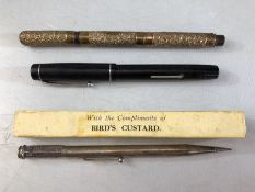 Collection of vintage pens to include an 18ct gold plated fountain pen