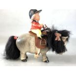Vintage Plastech Thelwell pony with rider, approx 16cm in height (including rider)