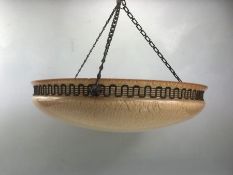 Art Deco opalescent glass ceiling pendant light shade, approx 40cm in diameter