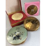 Collection of compacts to include a Boxed Revlon and a KIGU gold plated compact with map of