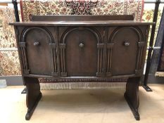 Sideboard, by Mark Rowe and Sons Exeter, with three cupboards and drawers under, approx 114cm x 42cm